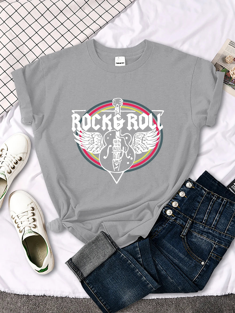 Rock Roll Electric Guitar Printed T-Shirt