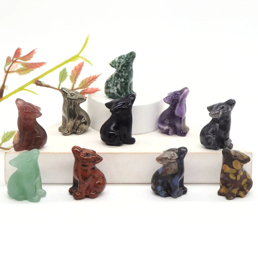 1.2" Natural Carved Wolf Stones