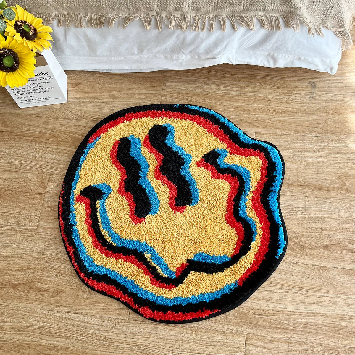 Trippy Smiling Throw Rug