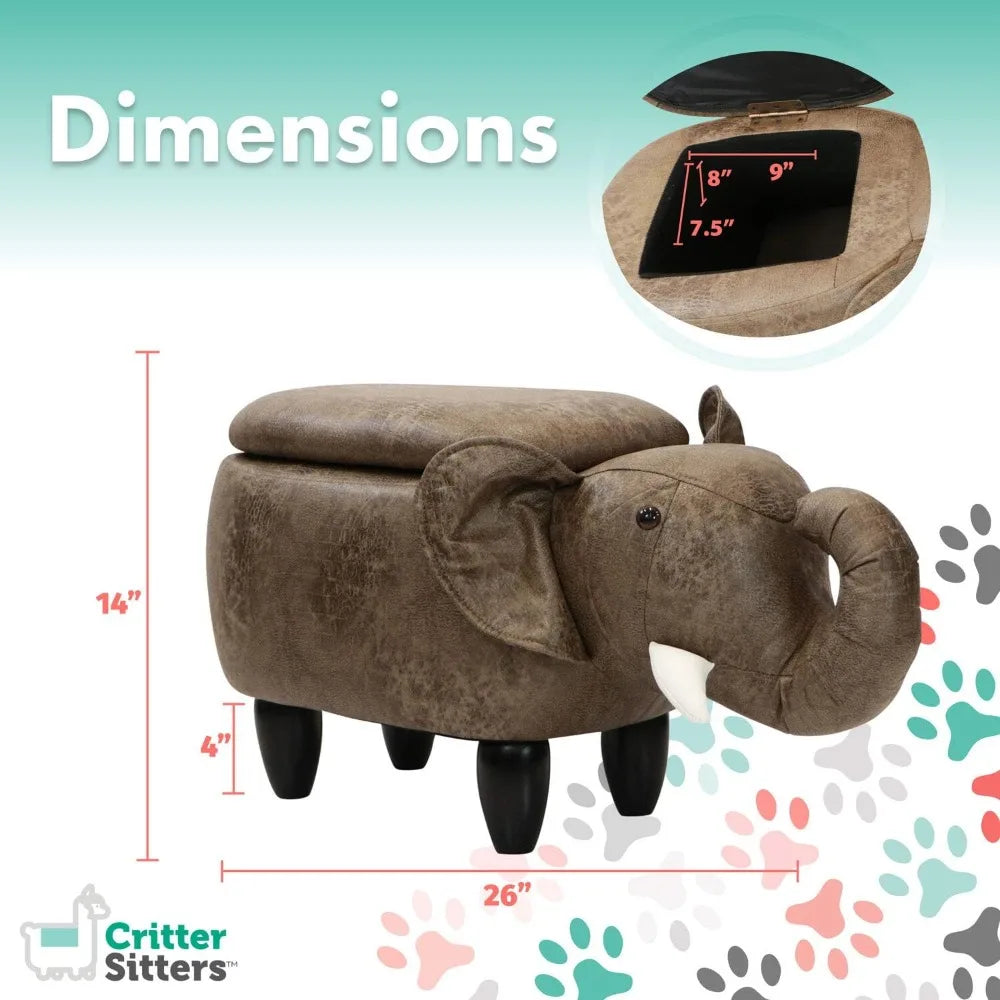 15" Elephant Shape Storage Ottoman Stool