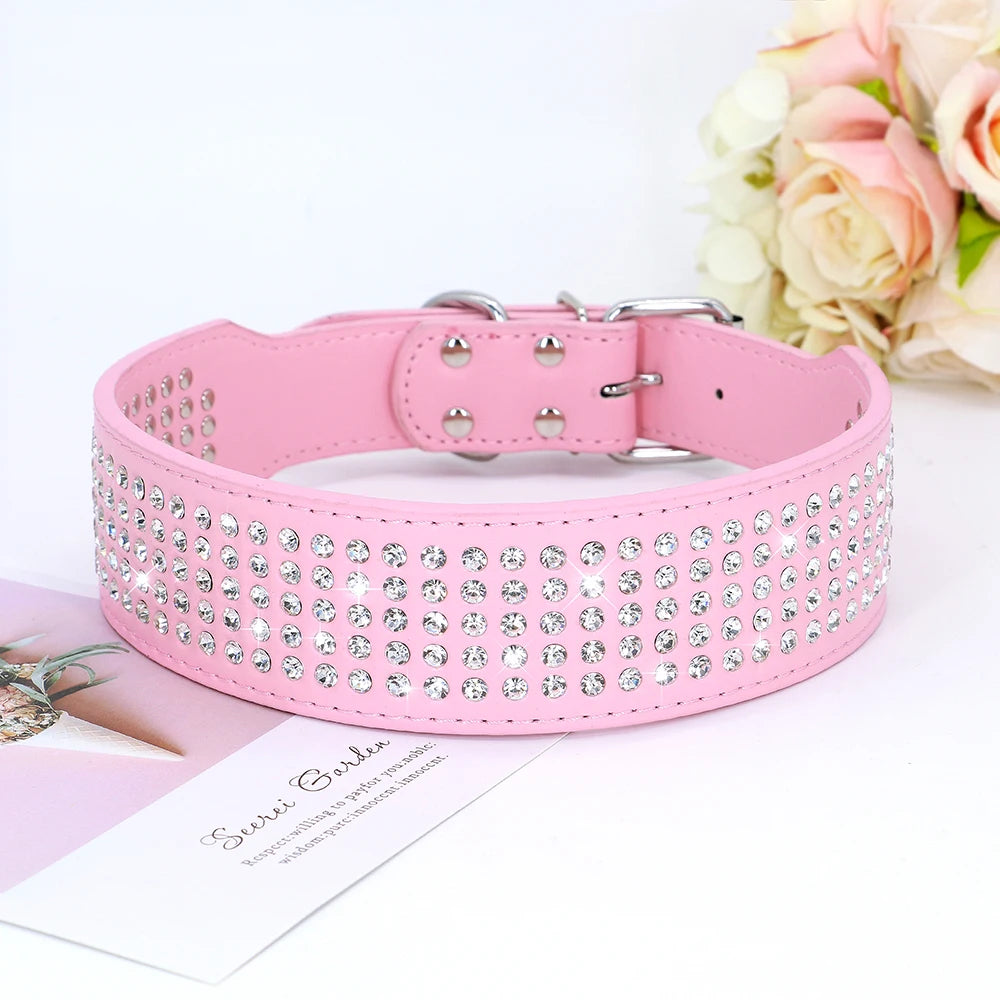 Rhinestone Wide Dog Collars