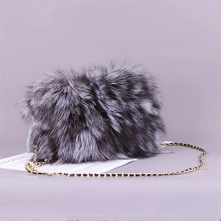 Fox Fur Adjustable Cross Body Bags