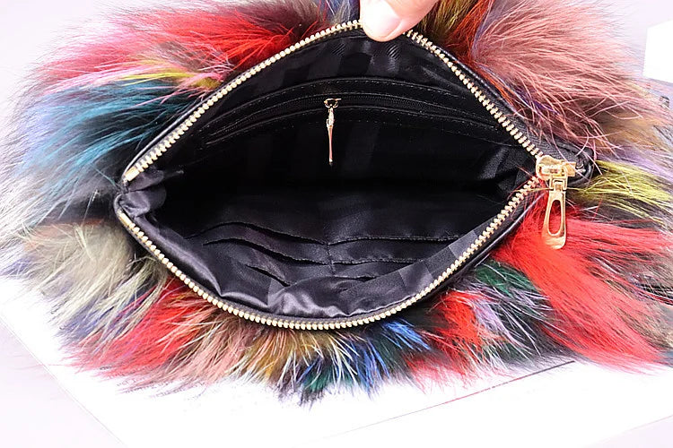 Fox Fur Adjustable Cross Body Bags