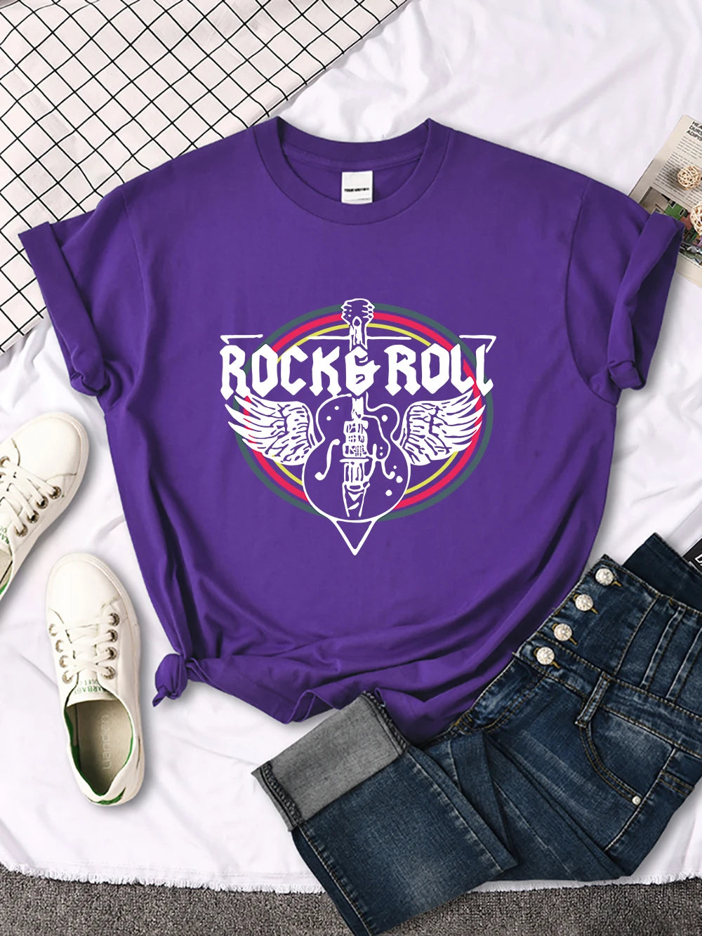 Rock Roll Electric Guitar Printed T-Shirt