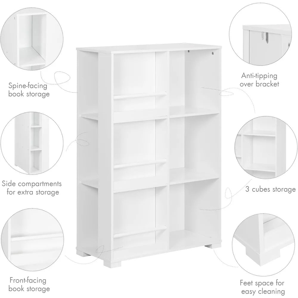 Wooden Kids Bookcase with 6 Cube Storage