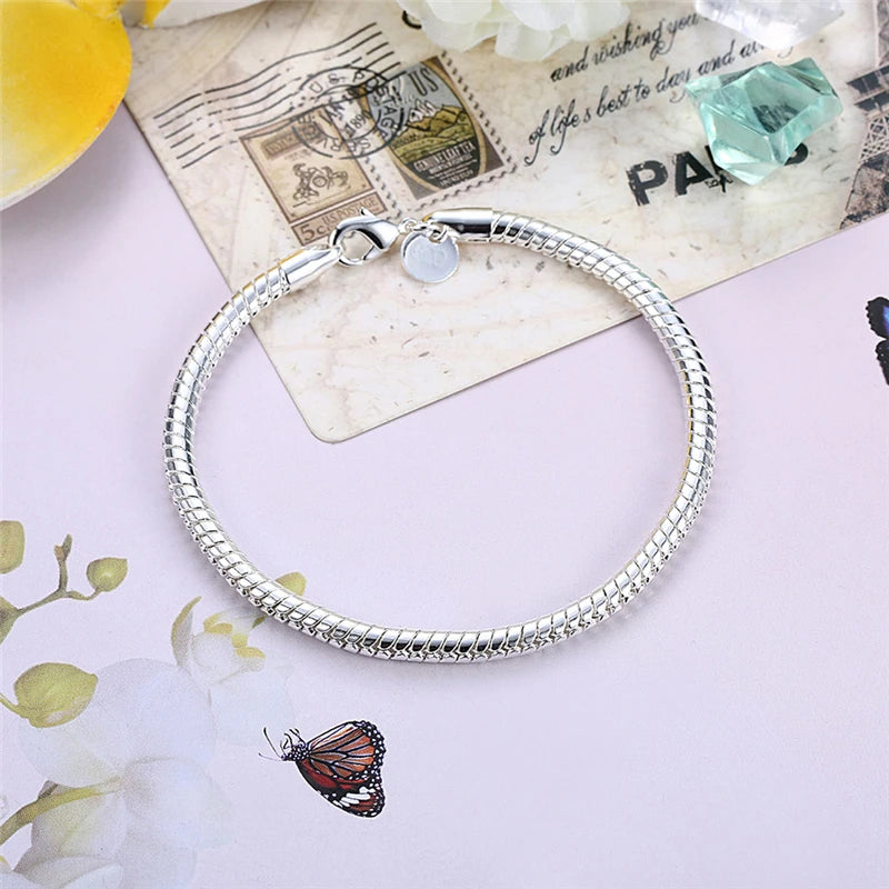 3mm Snake Chain Charm Bracelet