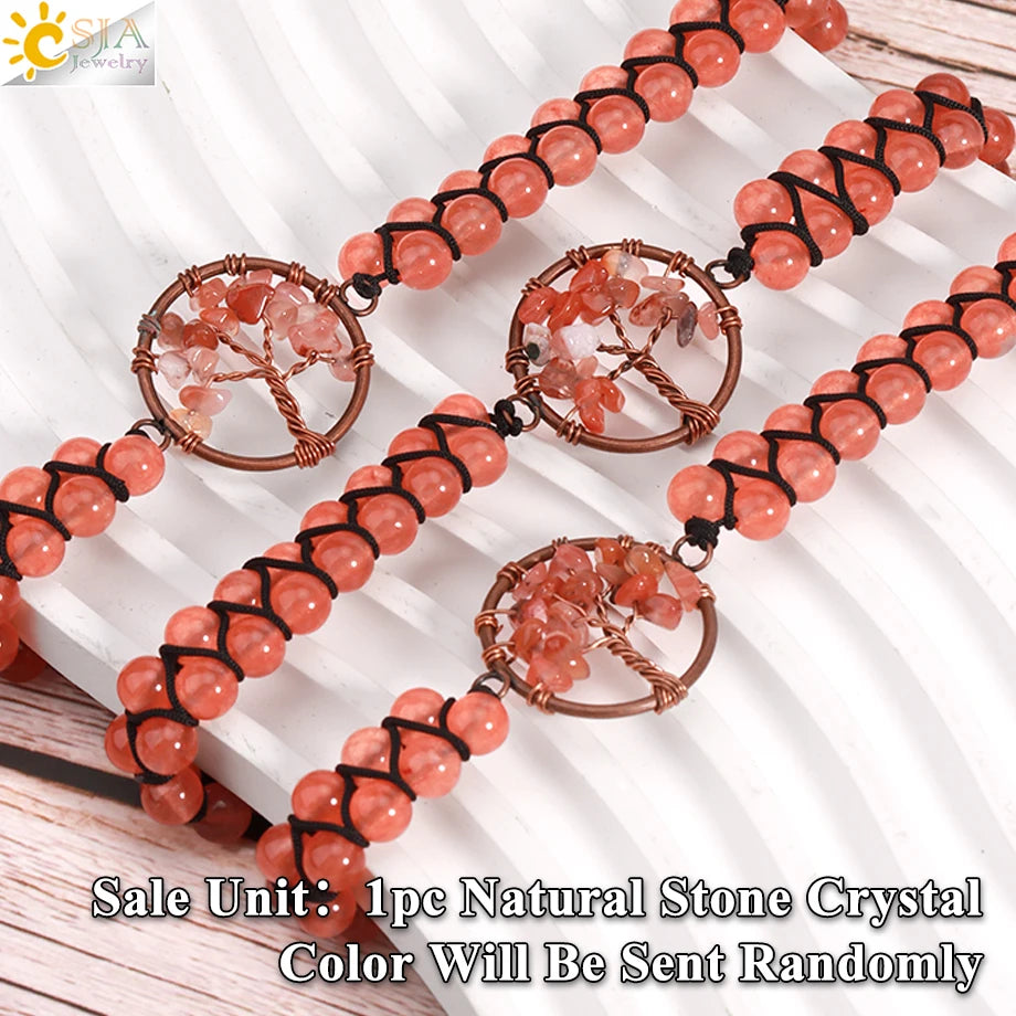 Assorted Natural Stone Tree of Life Bracelets