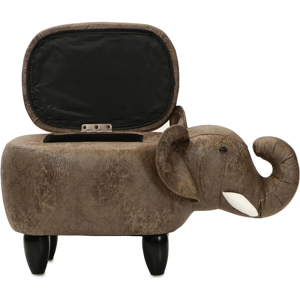 15" Elephant Shape Storage Ottoman Stool