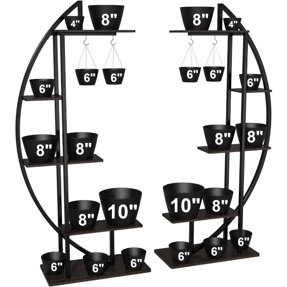 71" Metal Flower Stand With 4 Hanging Hooks