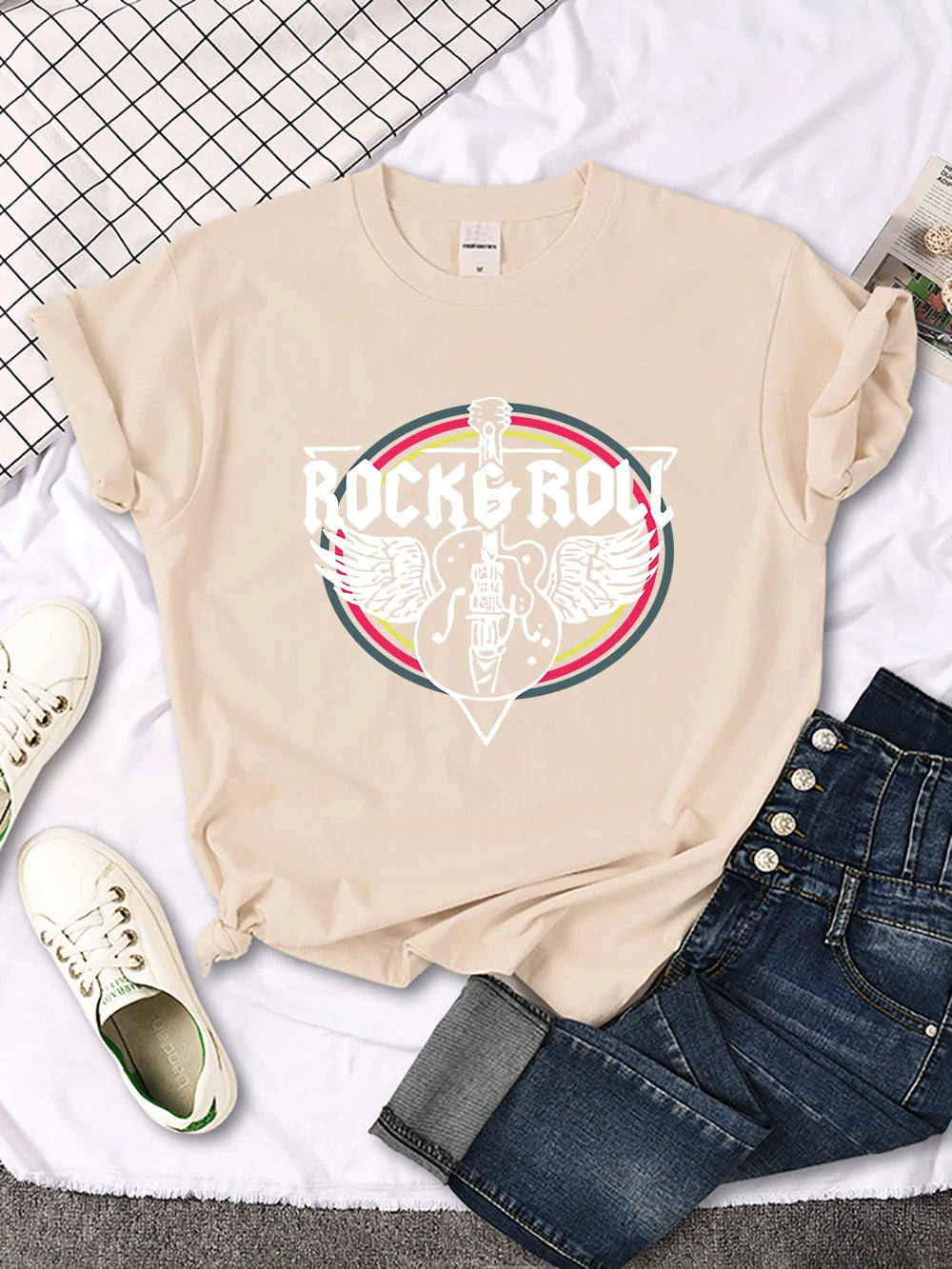 Rock Roll Electric Guitar Printed T-Shirt