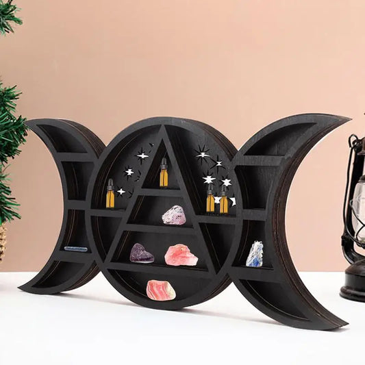 Wooden Triple Goddess Crystal Display