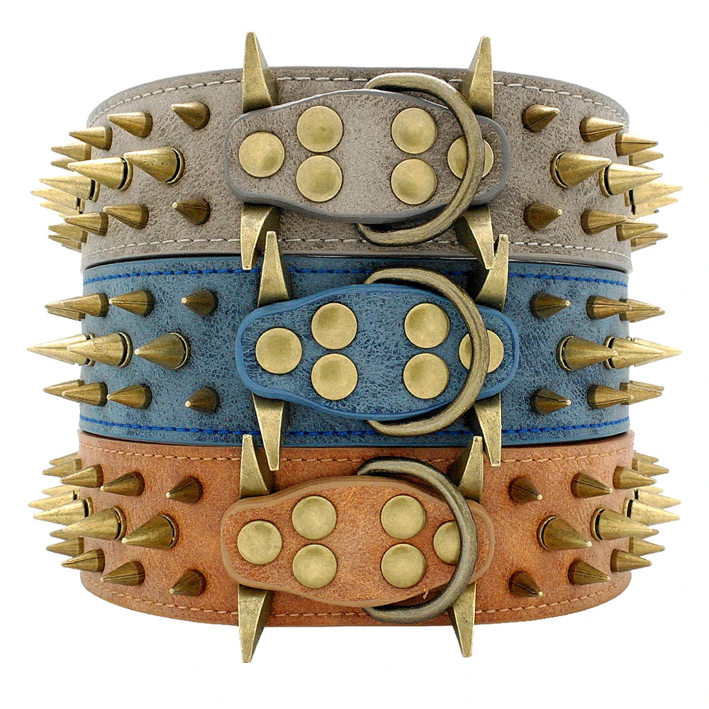 Spiked Studded Leather Collars M/L