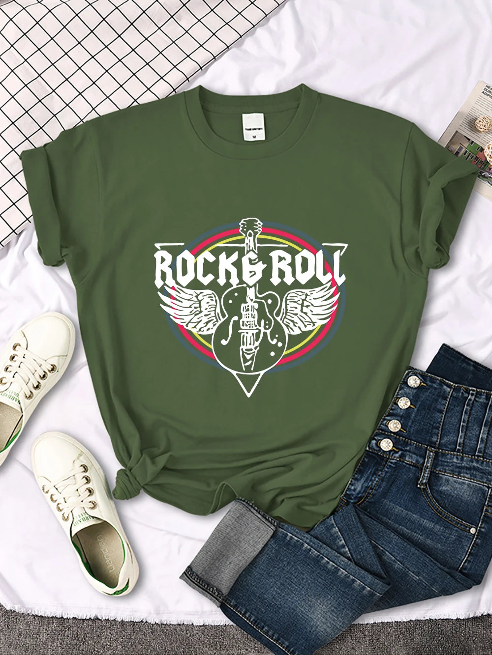 Rock Roll Electric Guitar Printed T-Shirt