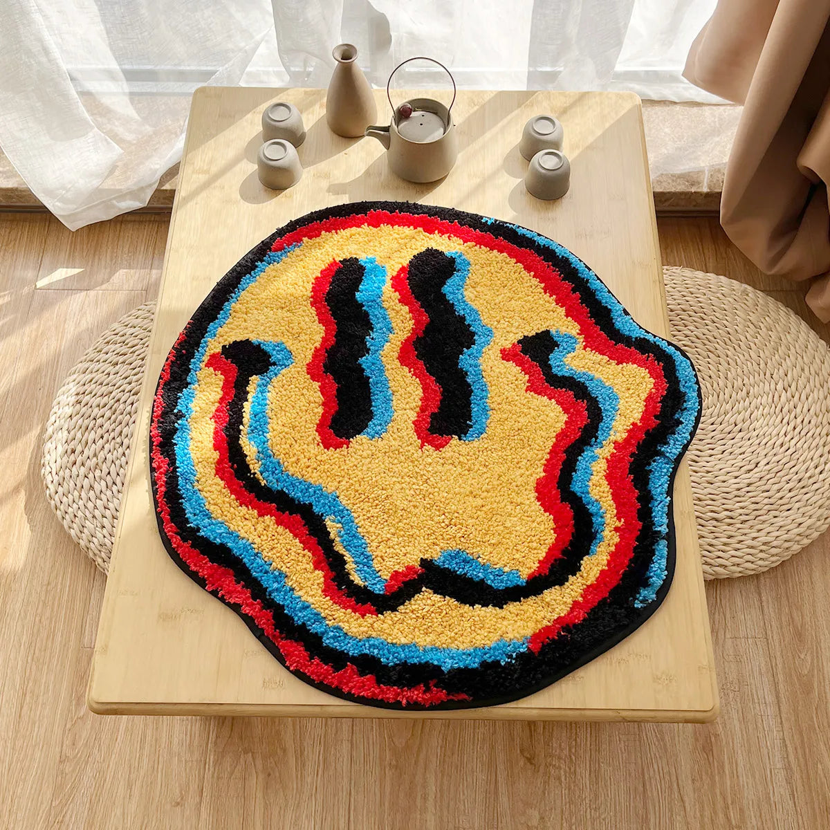 Trippy Smiling Throw Rug