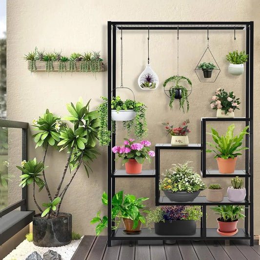 70.9in Tall Indoor Plant Stand with 6 Pcs Hanging Hooks