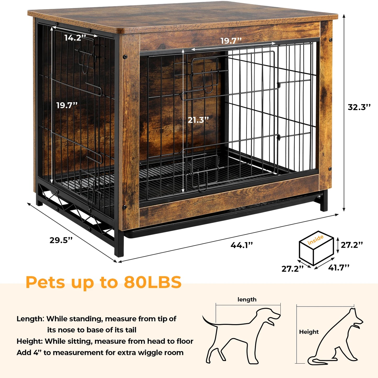 Wooden Side End Table Modern Dog Kennel