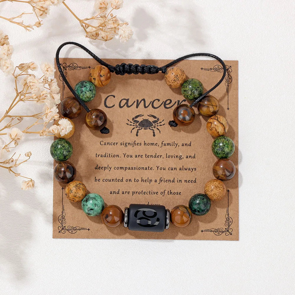 Zodiac  Adjustable Charm Stone Bracelets