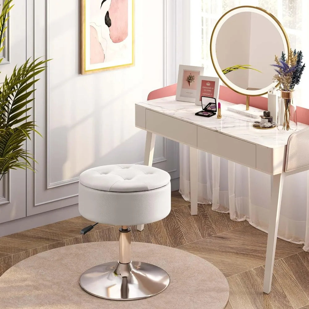 360° Swivel Vanity Stool With Storage