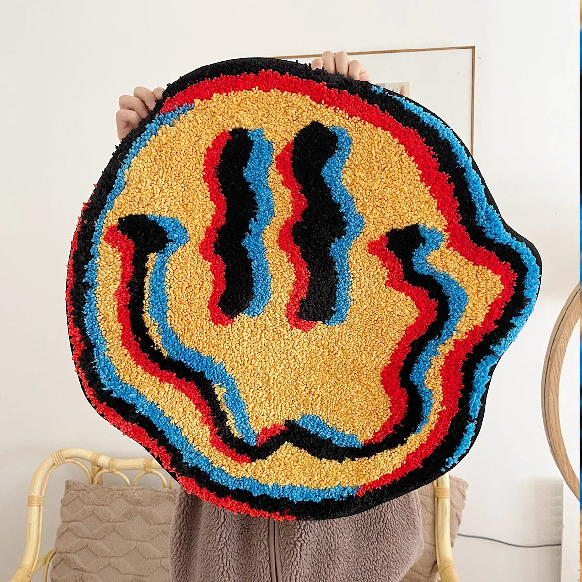 Trippy Smiling Throw Rug