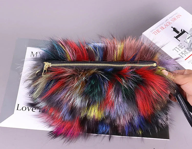 Fox Fur Adjustable Cross Body Bags