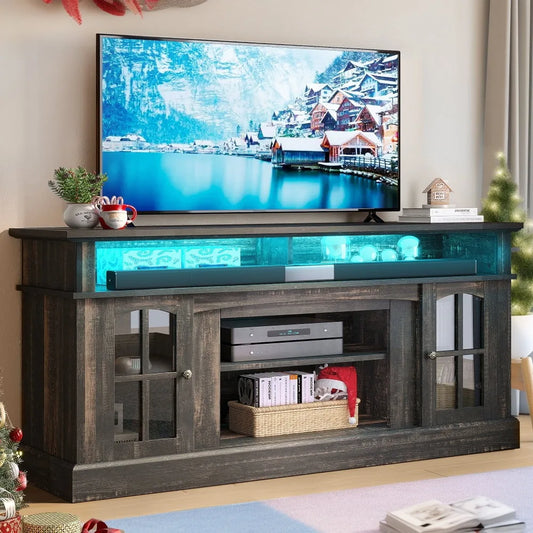 New Farmhouse LED TV Stand for TVs Up To 65''