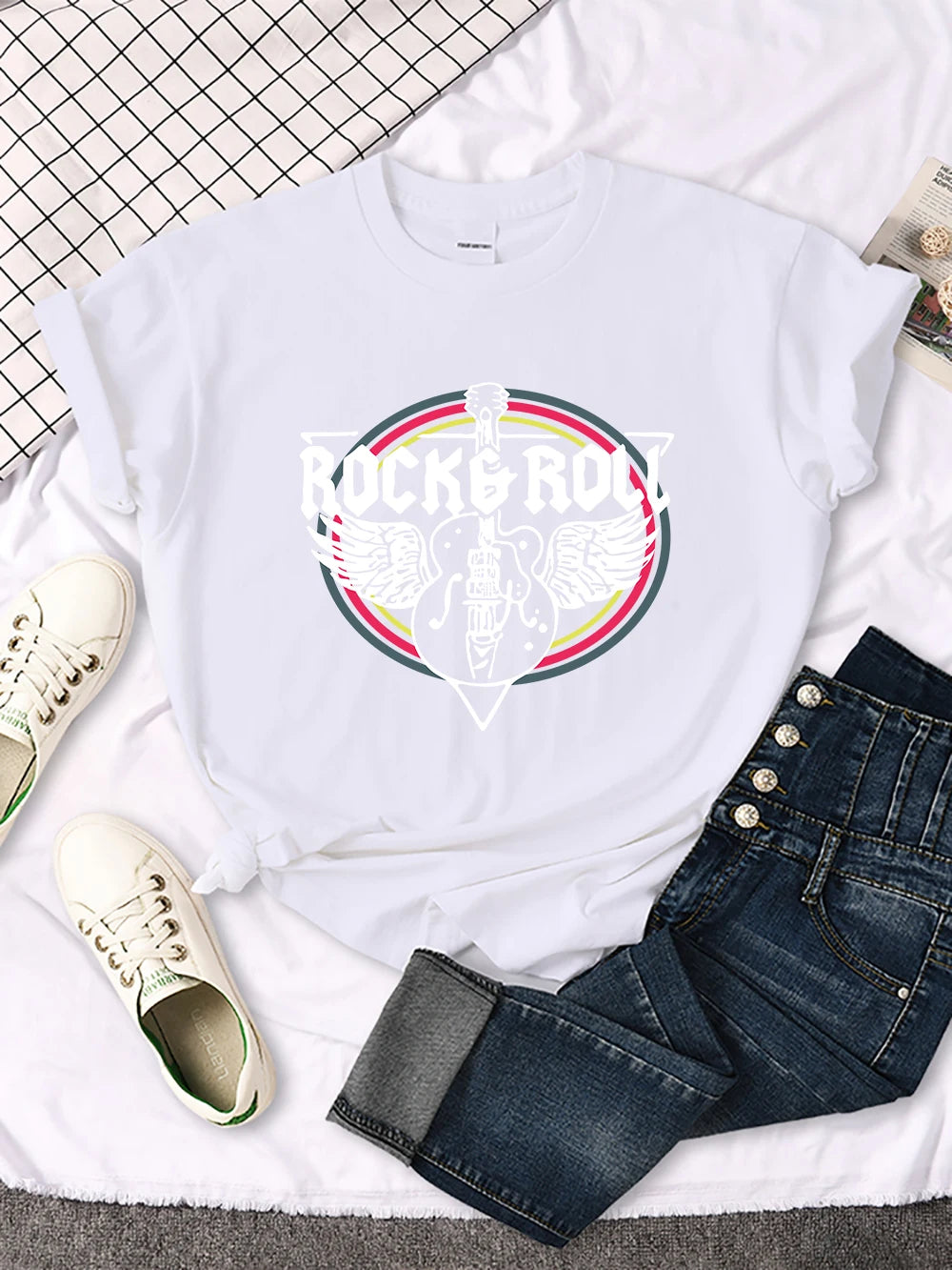 Rock Roll Electric Guitar Printed T-Shirt