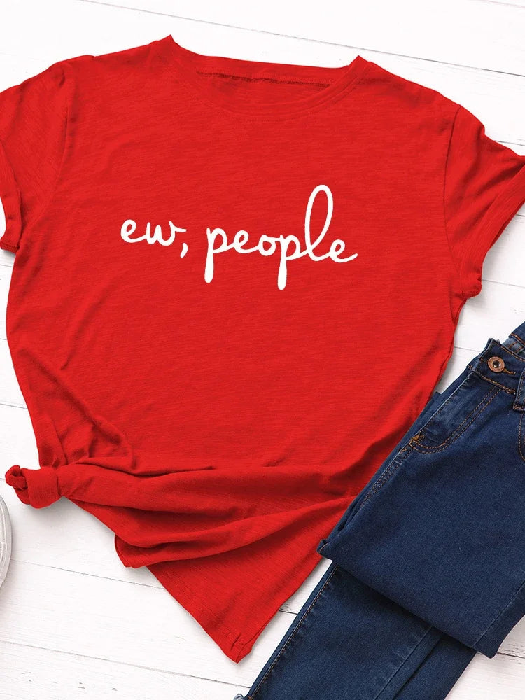 Ew People Letter Print T-Shirt