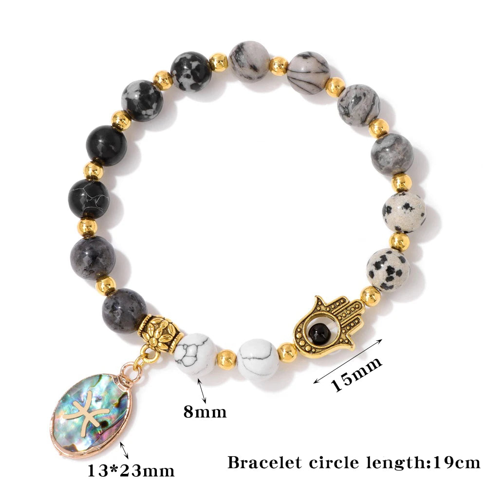 12 Zodiac Sign Natural Stone Beaded Charm Bracelets