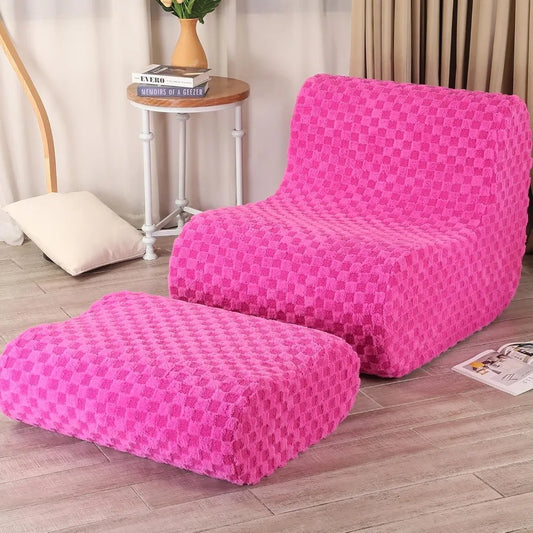 Modern Lazy Sofa Chair with Comfy Jacquard Shaggy Plush