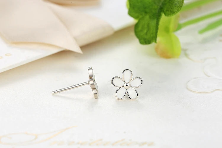 Sterling Silver Darling Daisy Stud Earrings With Clear CZ