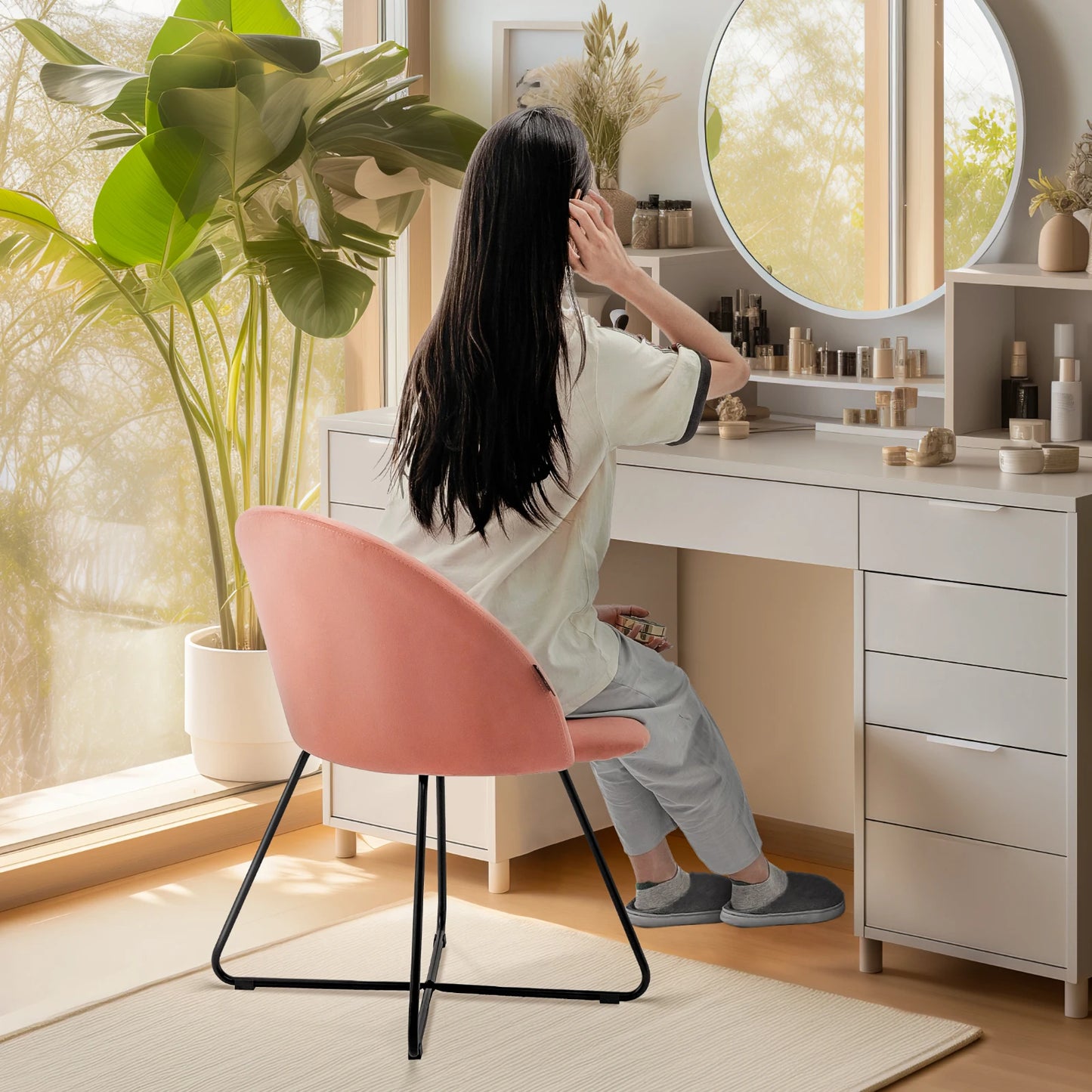 Velvet Armless Vanity Chair