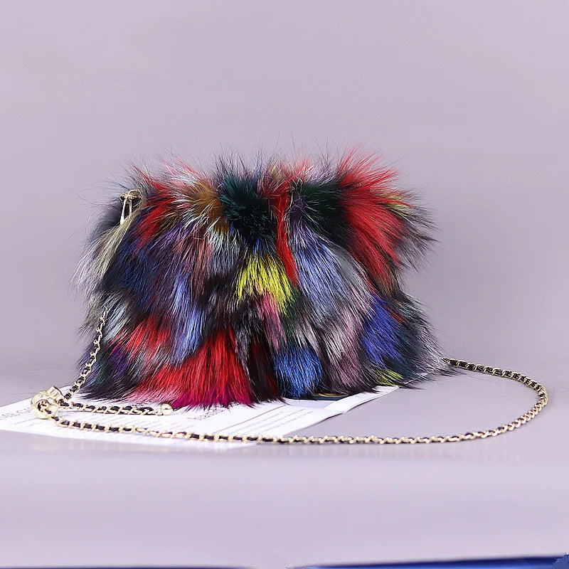 Fox Fur Adjustable Cross Body Bags