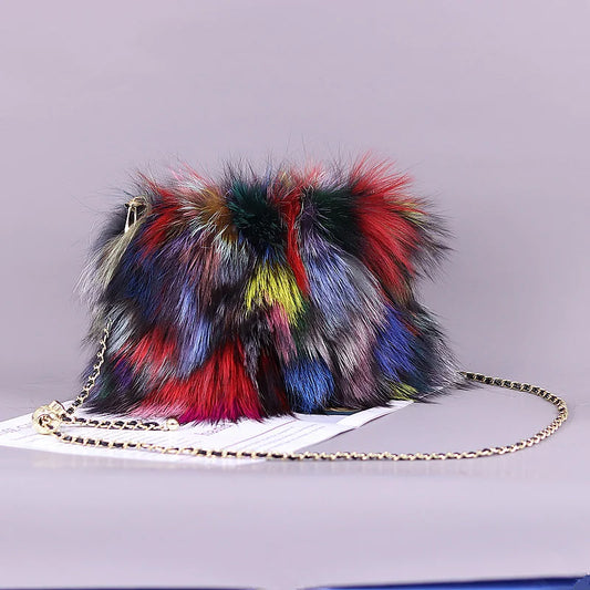 Fox Fur Adjustable Cross Body Bags