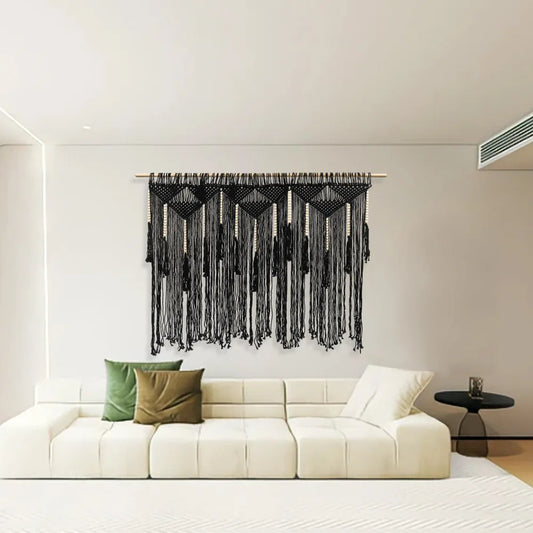 Black Large Macrame Tapestry