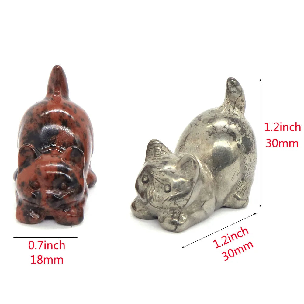 1.2" Cute Playful Kitty Carved Stones