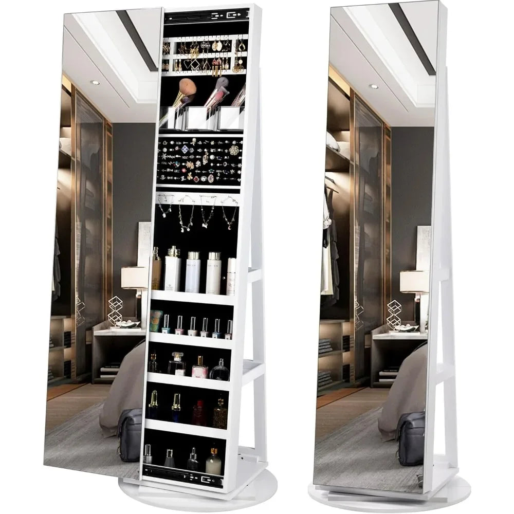 360° Swivel Jewelry Armoire Cabinet With Mirror