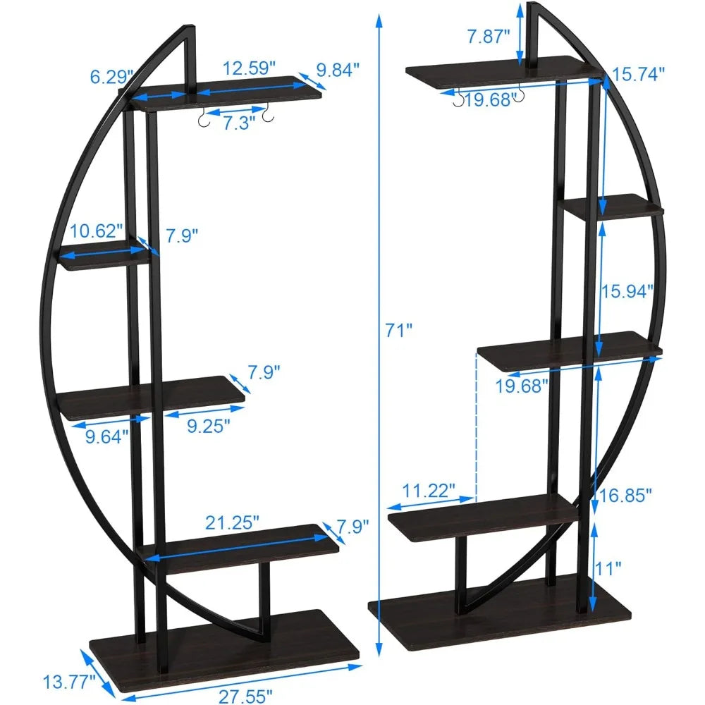 71" Metal Flower Stand With 4 Hanging Hooks