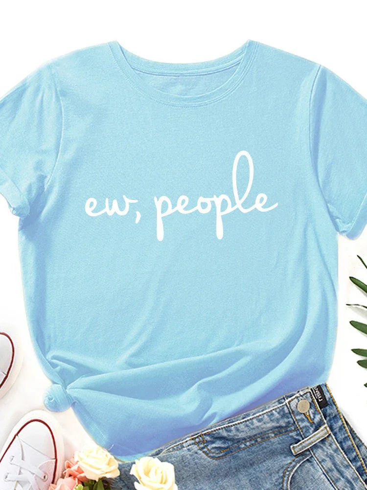 Ew People Letter Print T-Shirt