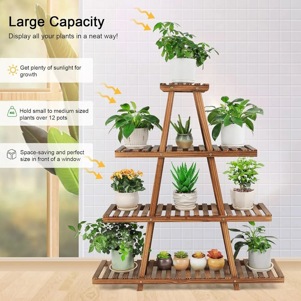 4 Tier Wooden Plant Stand