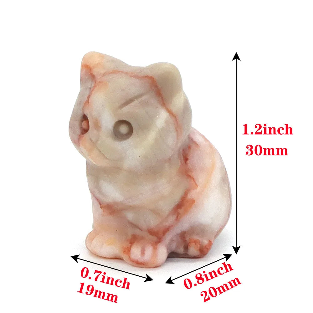 1.2" Natural Carved Cat Stones