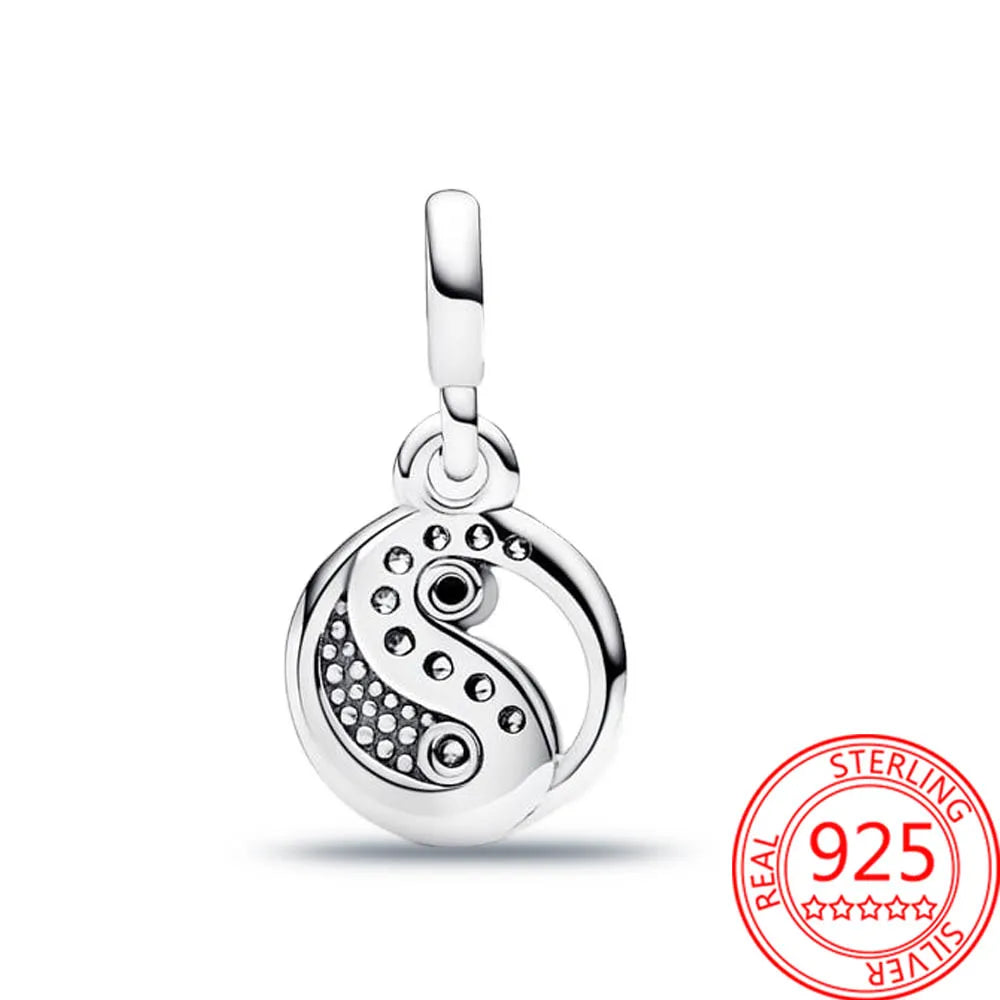 ME Series 925 Sterling Silver Sparkling Yin & Yang Mini Dangle Charm Fit Pandora ME Link Chain