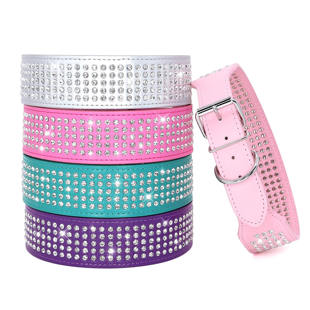 Rhinestone Wide Dog Collars