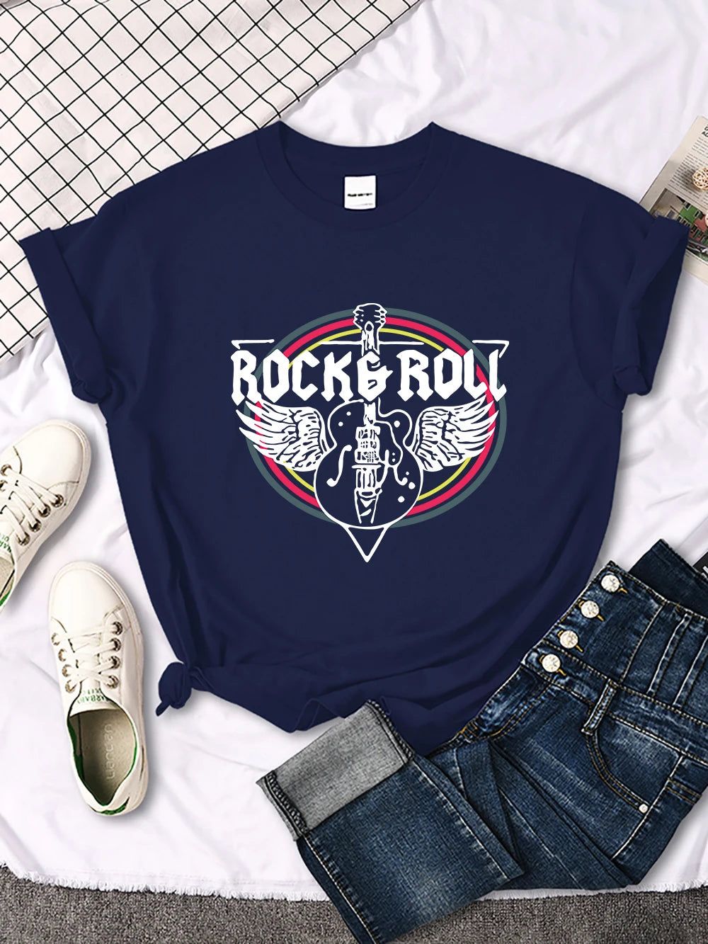 Rock Roll Electric Guitar Printed T-Shirt