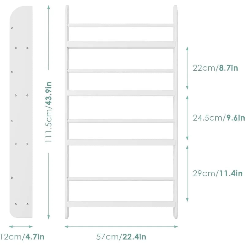 Estantería organizadora de libros de 4 niveles para montaje en pared 