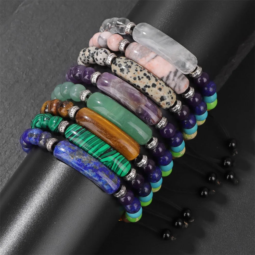 Pulseras de cuerda con cuentas de piedra natural de los 7 chakras surtidas