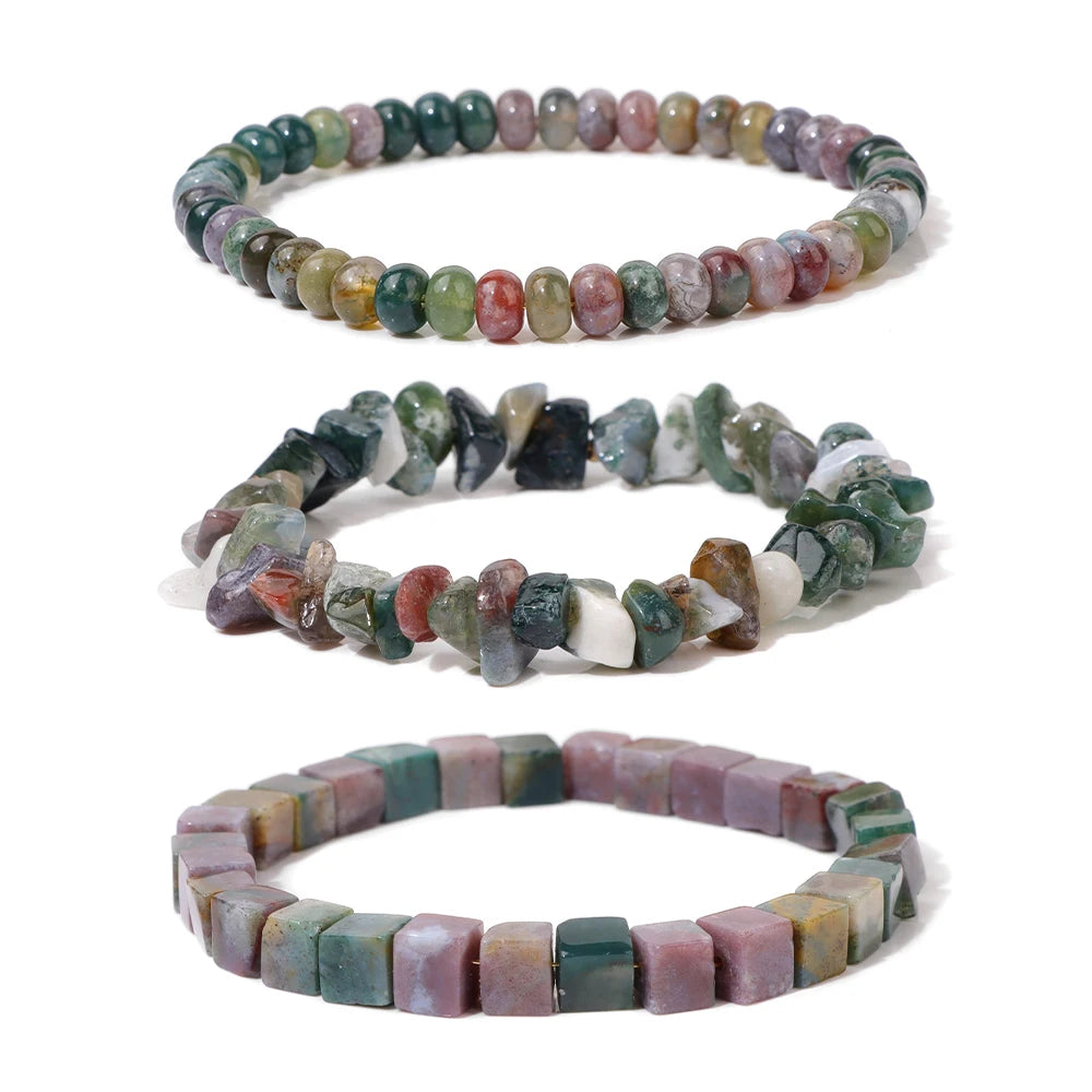 Conjunto de 3 pulseras de cuentas de piedra natural de varias formas variadas