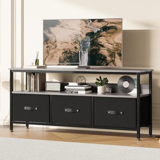 Small TV Stand with 3 Storage Drawers