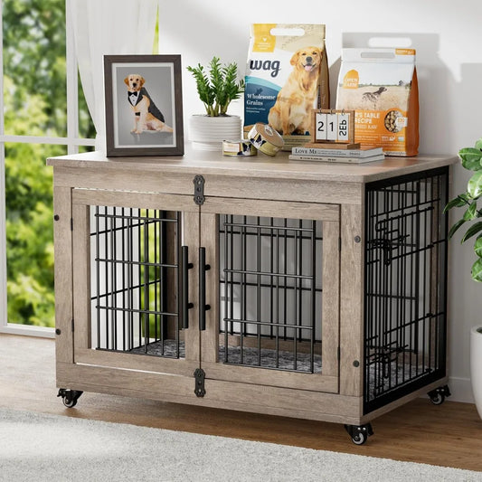 Heavy Duty Dog Cage End Table with Wheels