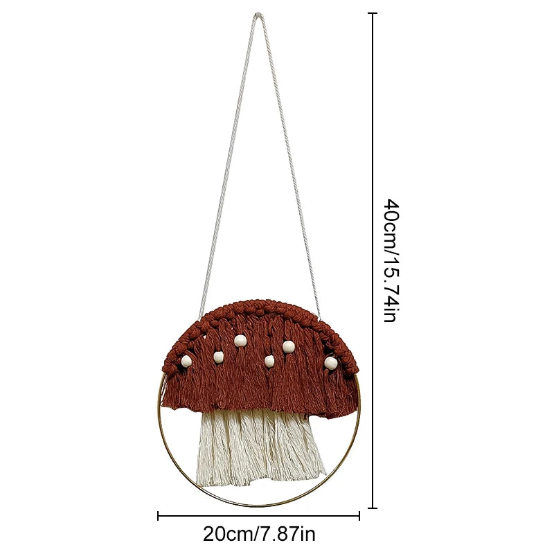 Handmade Woven Mushroom Tapestry