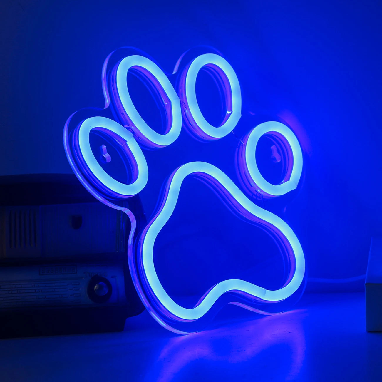 Neon Paw Print Sign